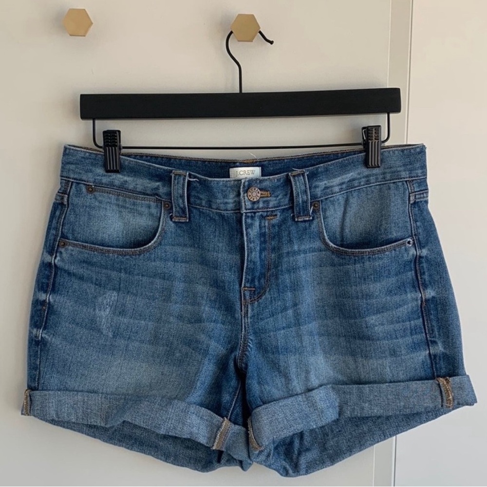 J. Crew Medium Wash Cuffed Jean Shorts - 29